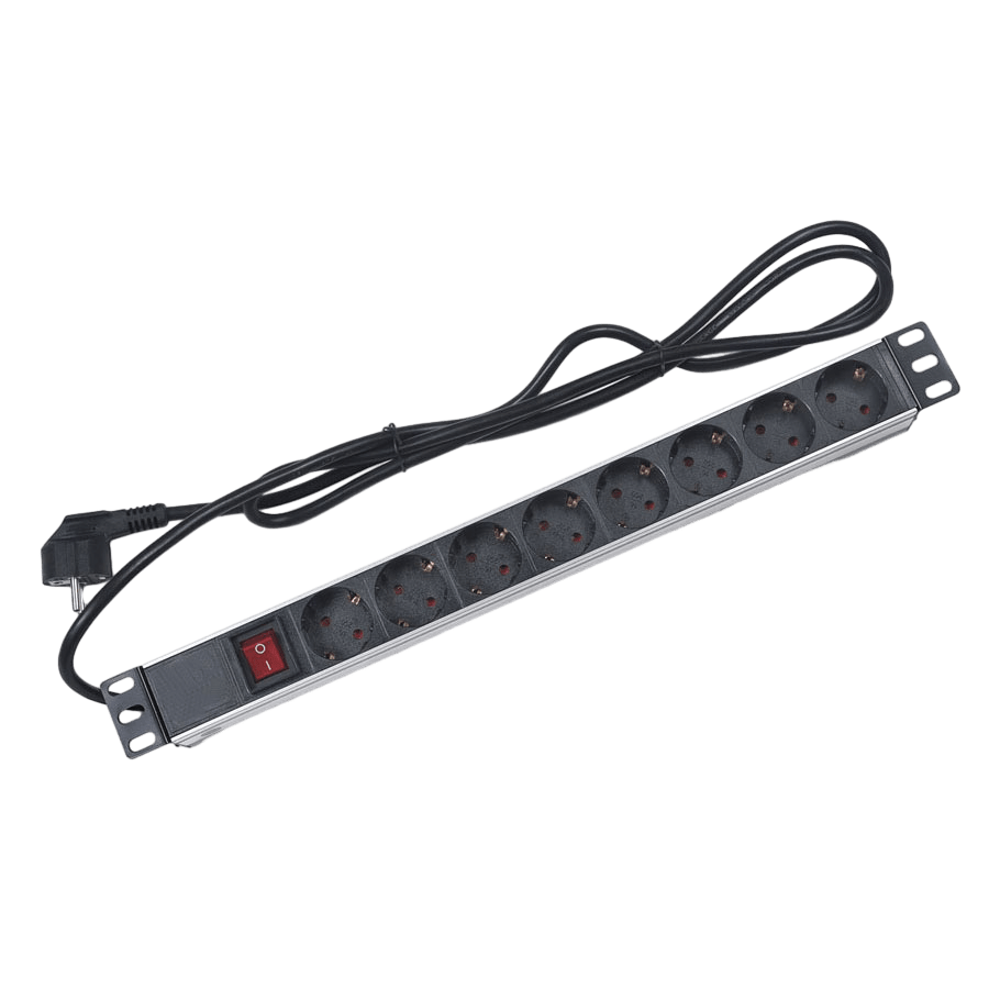 Блок розеток 19, 8 розеток Cabeus PDU-8P-2EU для 19" шкафов, горизонтальный, 16 A, выключатель, шнур 2м, алюминиевый корпус, немецкий стандарт Блок розеток 19, 8 розеток Cabeus PDU-8P-2EU для 19" шкафов, горизонтальный, 16 A, выключатель, шнур 2м, алюминиевый корпус, немецкий стандарт