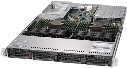 Сервер Supermicro 6019U-TRTP CSE-819UTS noCPU X11DPU 24хDDR4 softRaid IPMI 2х750W PSU Ethernet 2х10Gb/s 4х3,5" BPN SAS3-815TQ AOC-UR-i2XT FCLGA3647